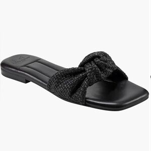Marc Fisher Black Knotted Slide Sandals